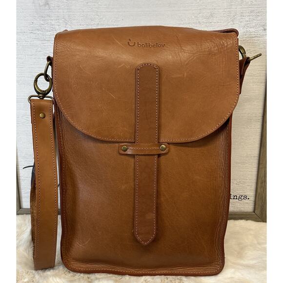 Balibetov Genuine Argentine Brown Leather Handcrafted Strap Crossbody Matera Bag - Picture 1 of 15
